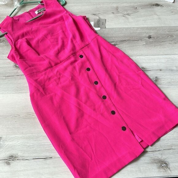 KASPER Round-Neck Sleeves Rivet-Trim Dress,‎ PINK PERFECTION NWT 10P Nwt - Picture 5 of 8